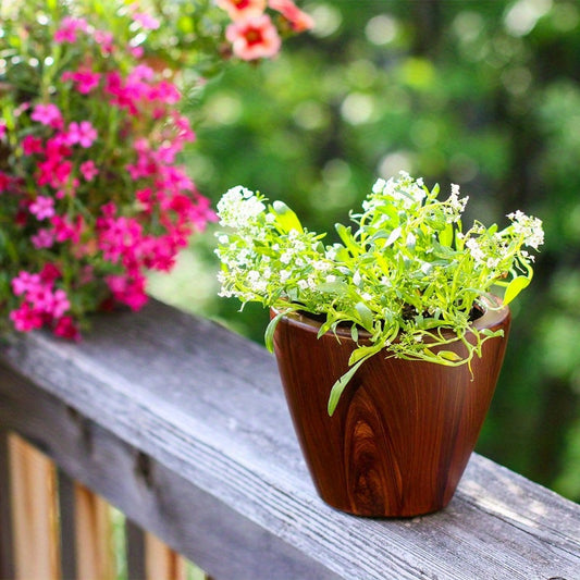 Self-watering Planter Pot | 2-Pack | Plastic | Self-watering | 10 in. | Dark Wood